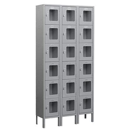 SALSBURY INDUSTRIES Salsbury Industries S-66368GY-U 6 ft. H x 18 in. D See-Through Metal Locker - Six Tier Box Style - 3 Wide - Unassembled - Gray S-66368GY-U